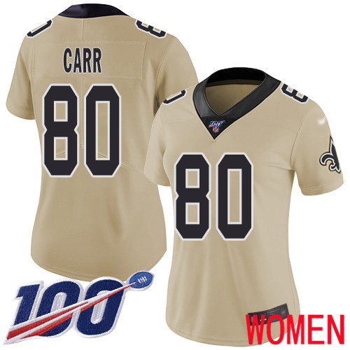 New Orleans Saints Limited Gold Women Austin Carr Jersey NFL Football 80 100th Season Inverted Legend Jersey